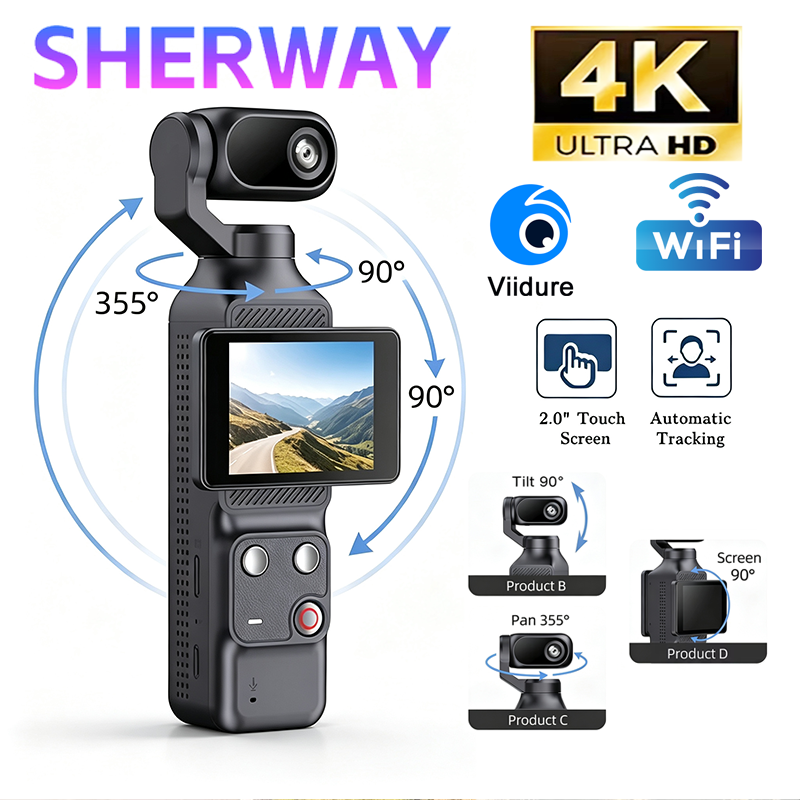 Garden Camera - 4K/1080P Gimbal Action Camera Handheld Cam