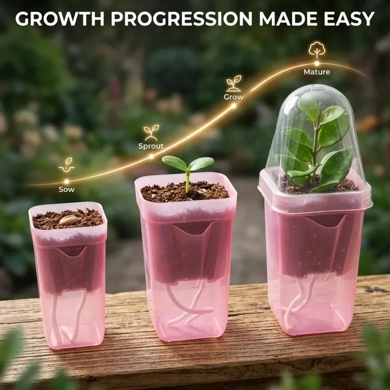Transparent Pink Self Watering - Self Watering Planter recension och pris